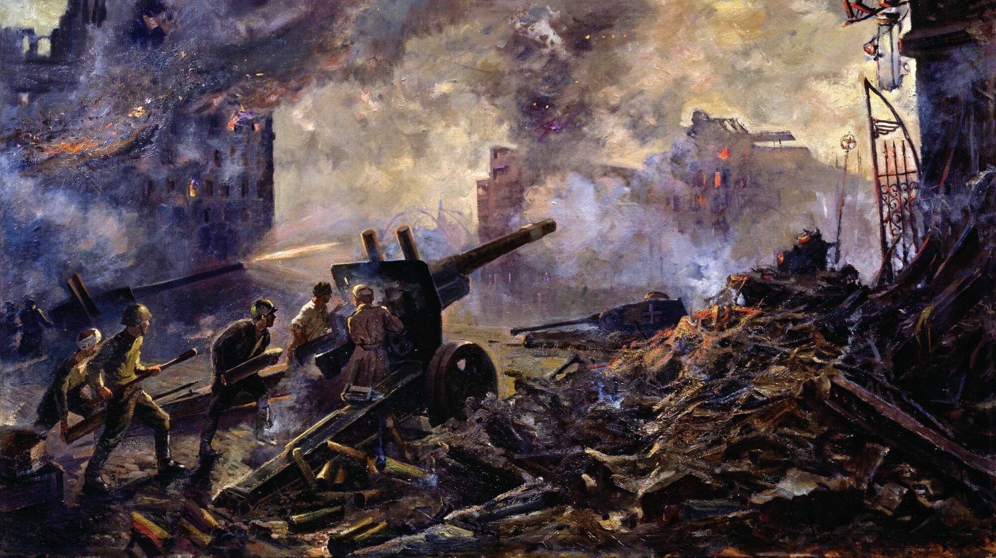 Raising a flag over the Reichstag         restoration